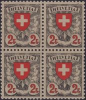 1924, Nr.166 (Wappenmuster) im ** Viererblock, 1100.- Attest